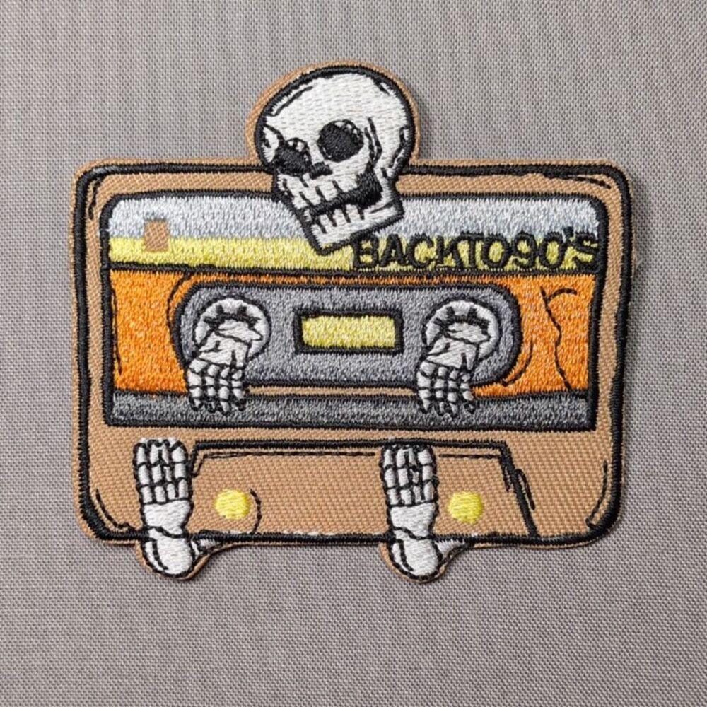 Back to the 90s Skeleton Cassette Tape Iron On Patch | Retro Patch